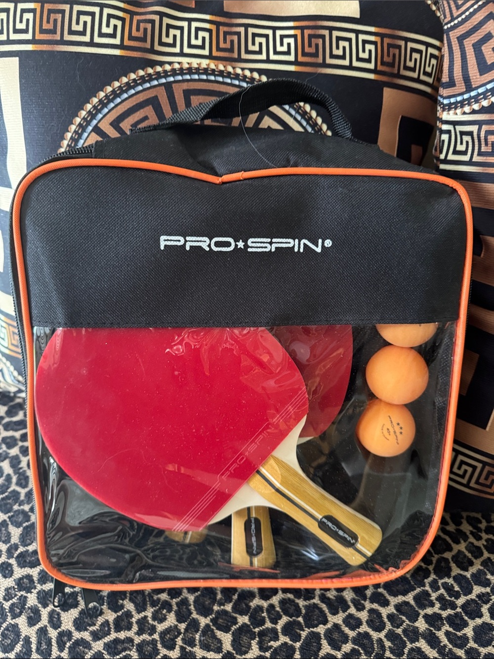 Red Table Tennis Paddle Set with Orange Balls